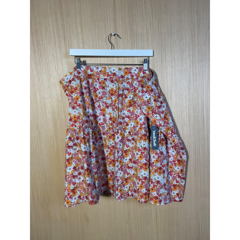 ModCloth Womens 4X Pink Orange Floral Strawberry Tiered Cotton Skirt MSW1872 NWT